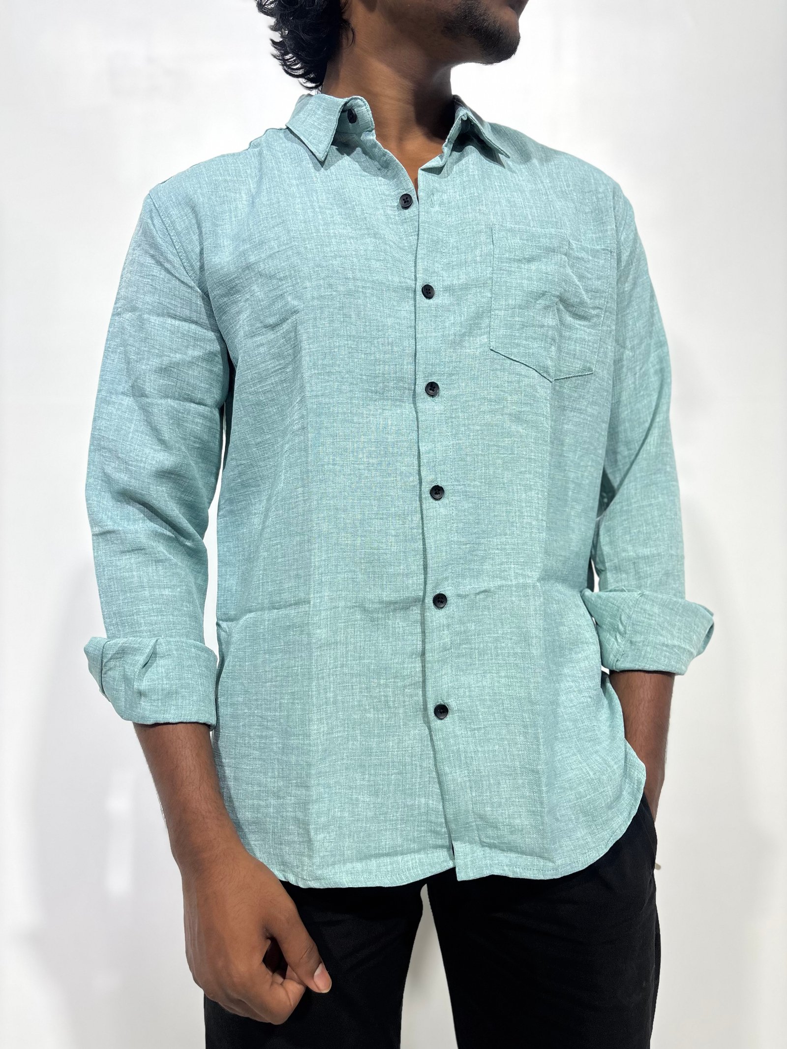 Korean Linen Sea Green Shirt