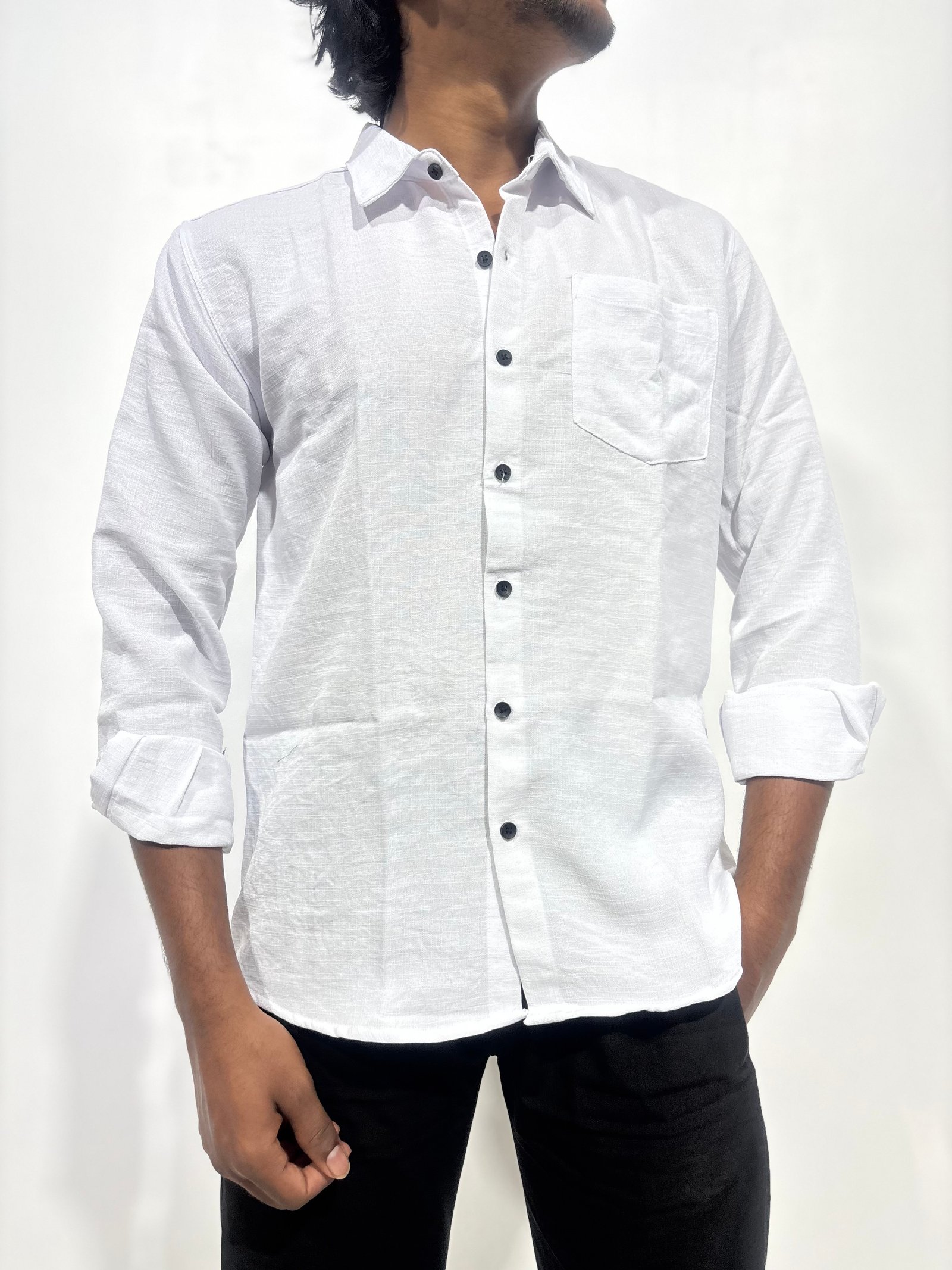 Men’s Korean Linen Pure white shirt