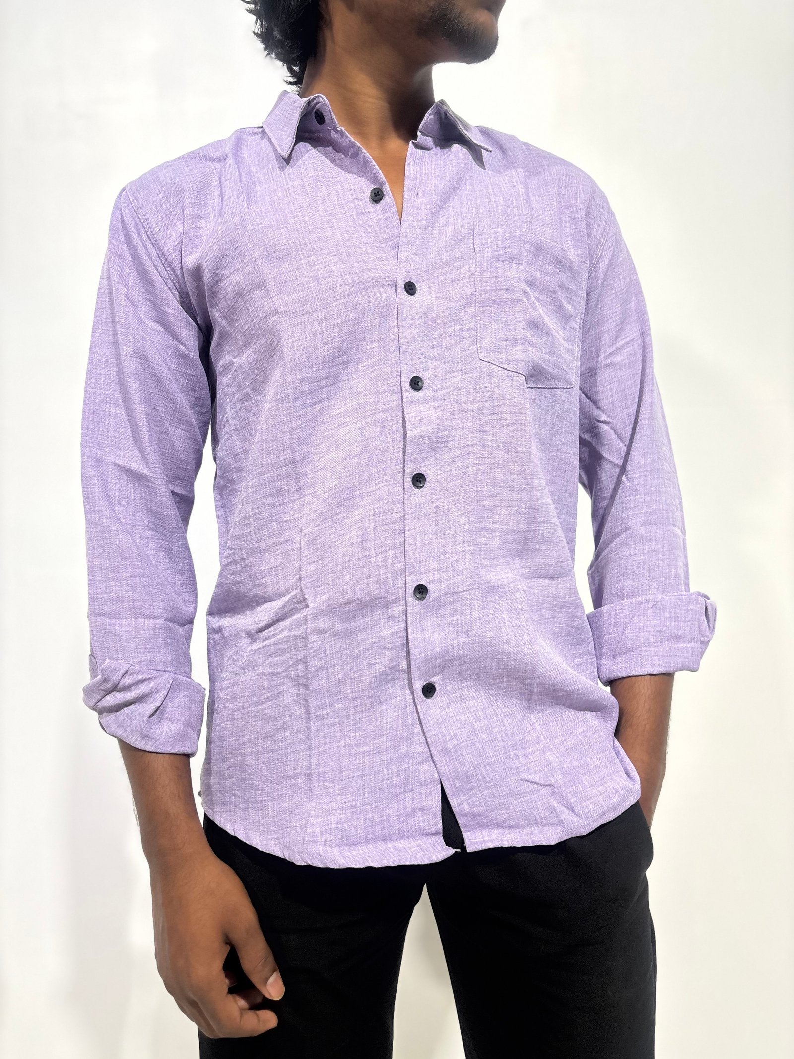 Men’s Korean Linen purple color shirt