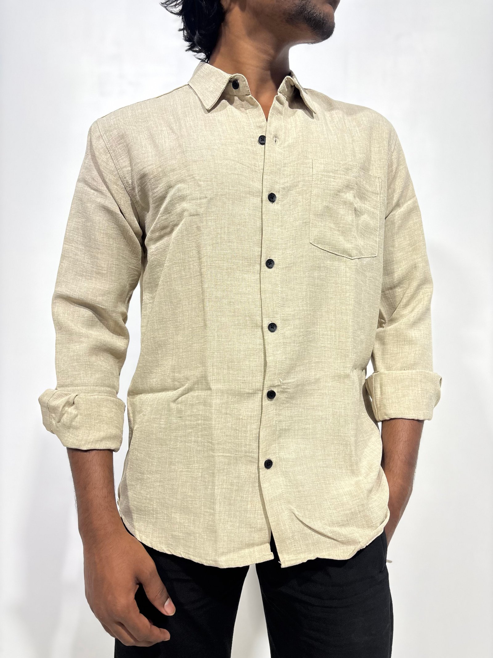Men’s korean linen lite yellow color shirt