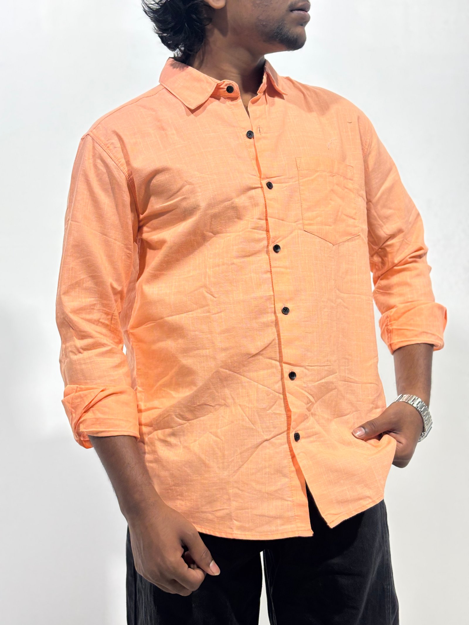  Peach Linen Cotton Shirt